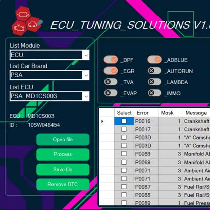 ECU Tuning Solutions ECU file tool pour AdBlue off EGR off FAP DPF off et IMMO OFF