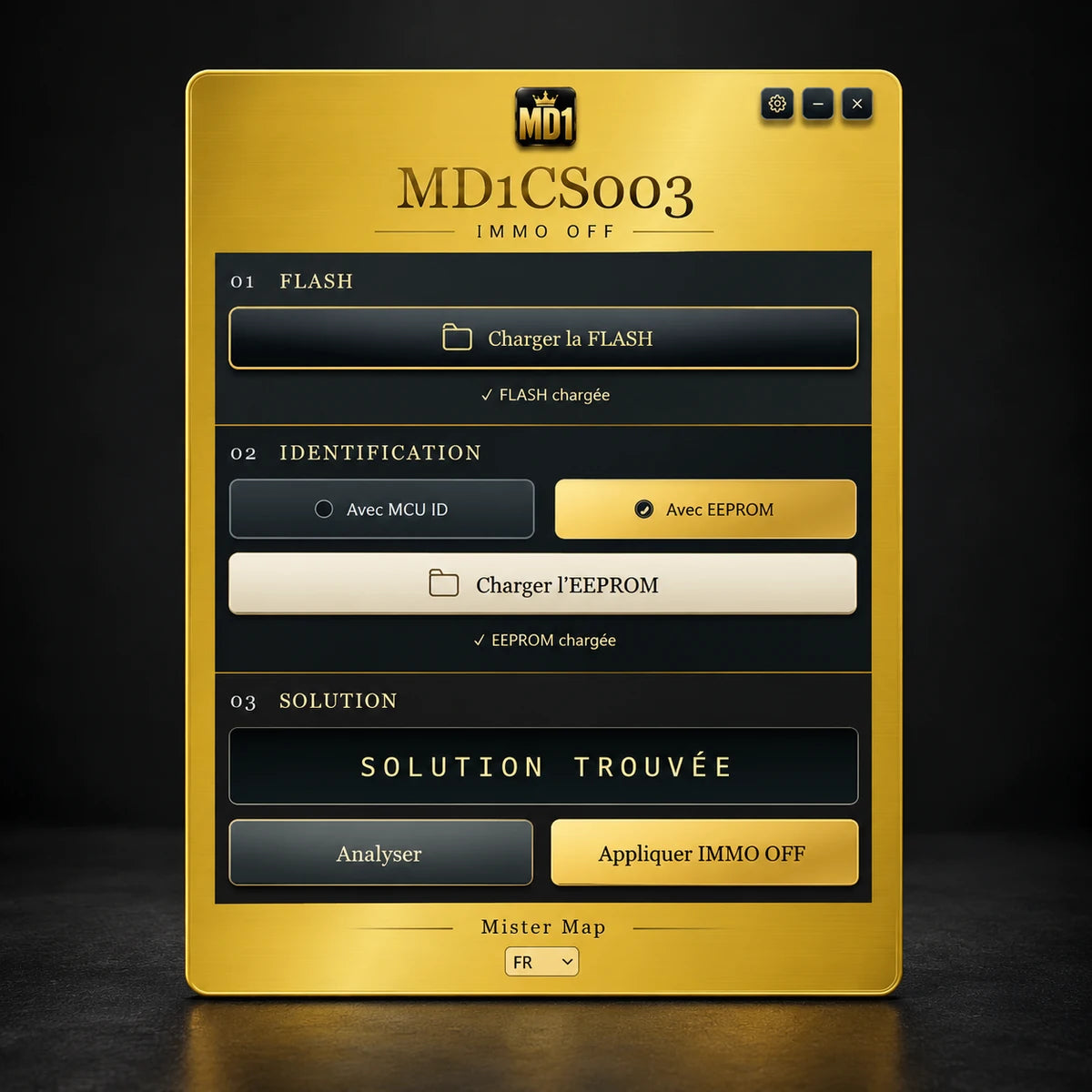 IMMO OFF MD1CS003 Bosch avec récupération automatique du MCU ID depuis l’EEPROM