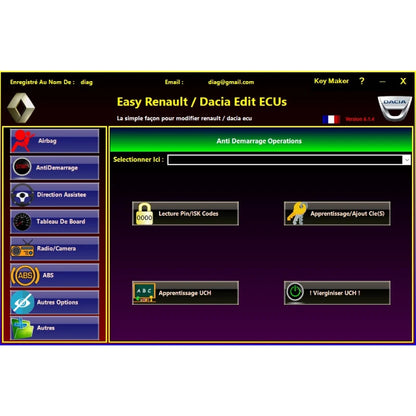 Easy Renault 6.1.4 – Logiciel Renault et Dacia pour diagnostic, airbags, antidémarrage, codage et programmation des calculateurs.