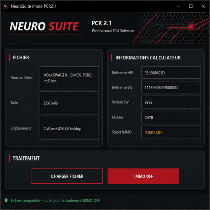 Logiciel NeuroSuite IMMO OFF PCR2.1 pour désactivation antidémarrage